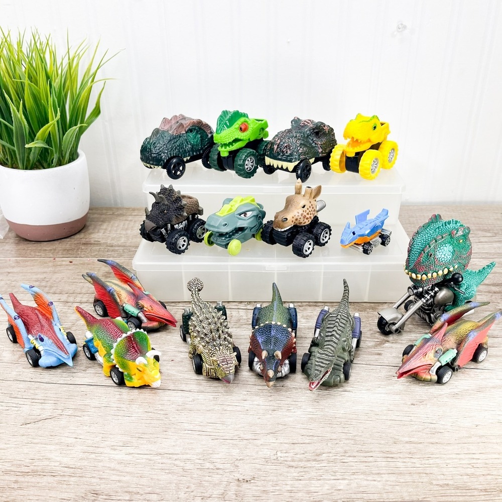 Dinobros Dinosaur Toy Pull Back Cars Bundle, Lot Assorted‎ Cars Fun Dino Car Lot